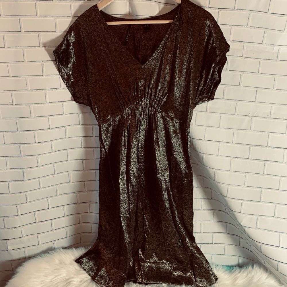 MNG By Mango ShimmerySteel Grey Dress Size 6